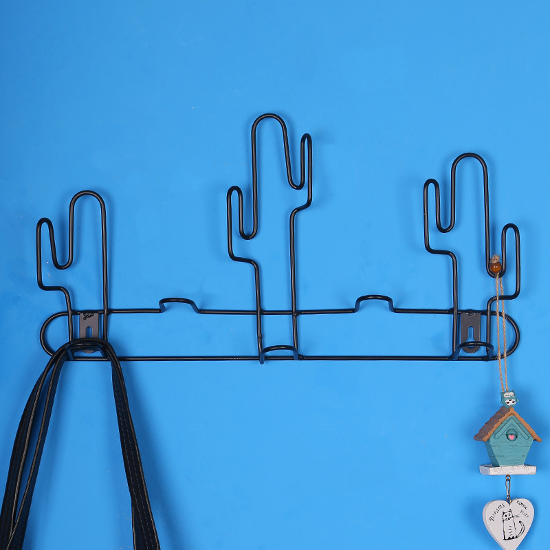 Nordic Ins Creative Cactus Wall Iron Decorative Wall Hangings Coat Hanging behind the Door Key Hook