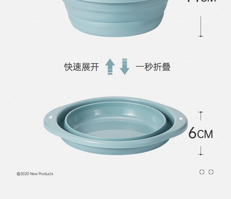Silicone Folding Basin Travel & Outdoor Portable Plastic Washbasin Collapsible Baby Basin Laundry and Vegetable Washing