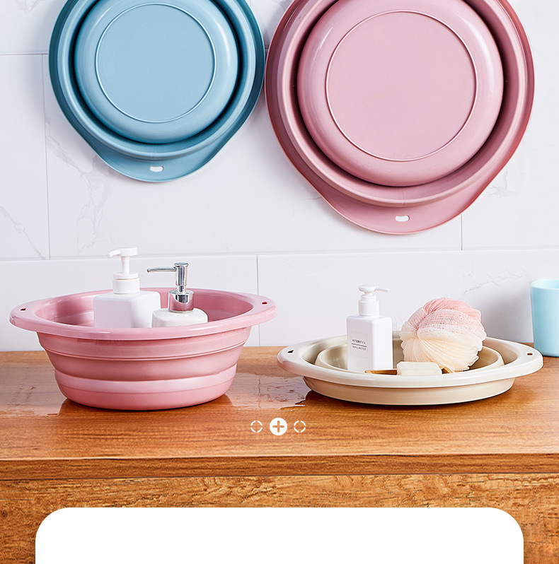 Silicone Folding Basin Travel & Outdoor Portable Plastic Washbasin Collapsible Baby Basin Laundry and Vegetable Washing