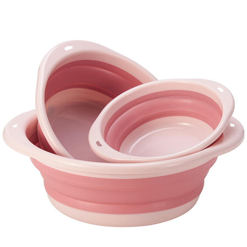 Silicone Folding Basin Travel &amp; Outdoor Portable Plastic Washbasin Collapsible Baby Basin Laundry and Vegetable Washing