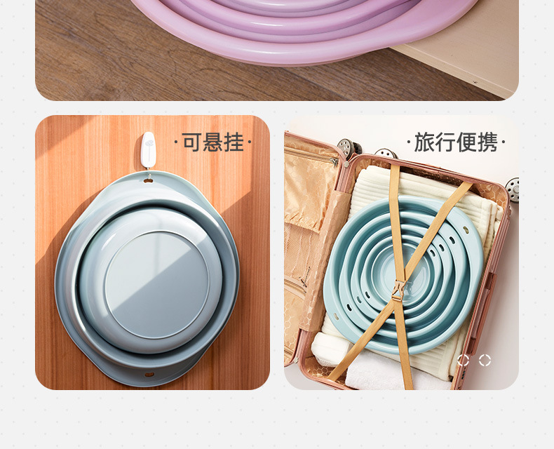 Silicone Folding Basin Travel & Outdoor Portable Plastic Washbasin Collapsible Baby Basin Laundry and Vegetable Washing