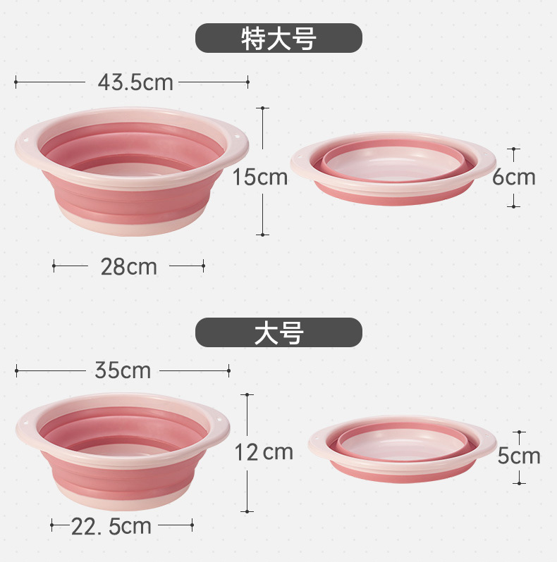 Silicone Folding Basin Travel & Outdoor Portable Plastic Washbasin Collapsible Baby Basin Laundry and Vegetable Washing