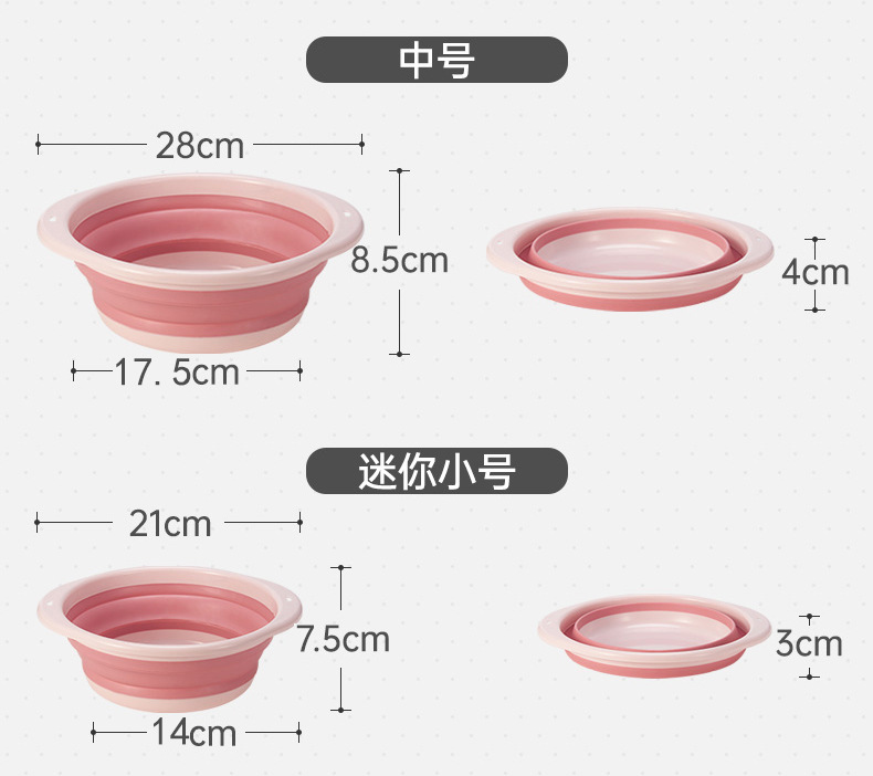 Silicone Folding Basin Travel & Outdoor Portable Plastic Washbasin Collapsible Baby Basin Laundry and Vegetable Washing