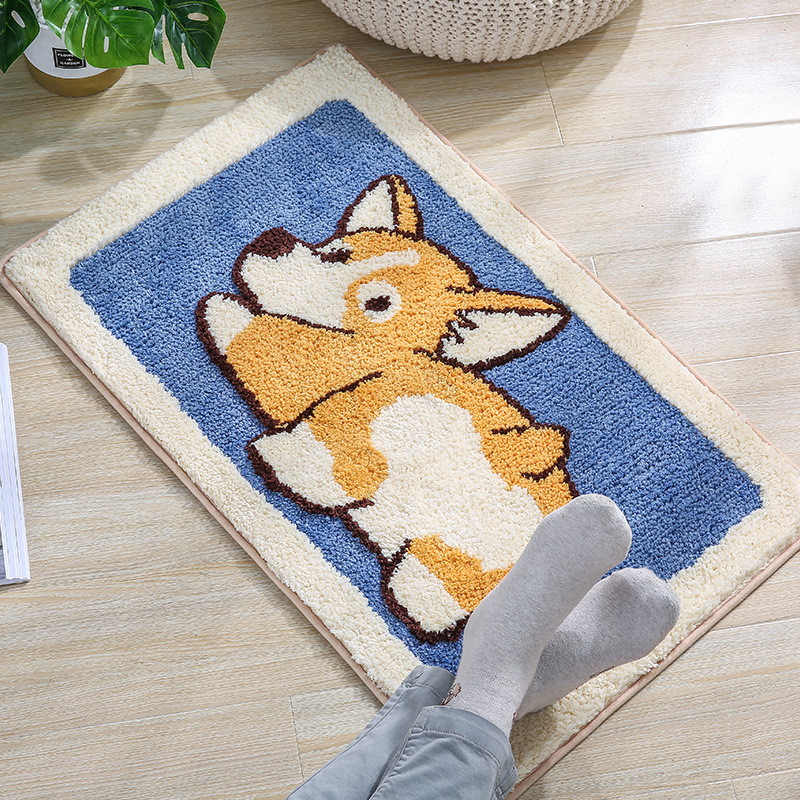 Water-Absorbing Non-Slip Mat Corgi Foyer Entrance Bathroom Doorway Foot Mat Household Carpet Absorbent Pads Toilet Floor Mat