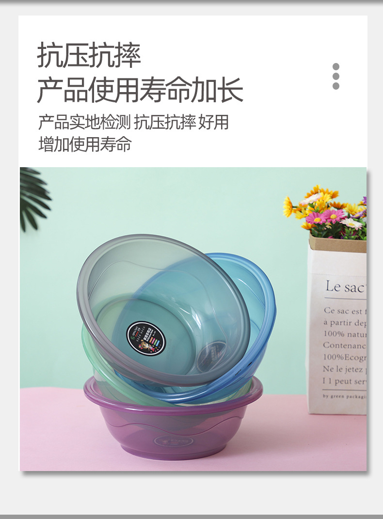 Multi-Specification Commercial Plastic Basin Transparent Household Wash Washbasin Transparent Basin Fruit and Vegetable Basin Gift Basin Transparent Basin