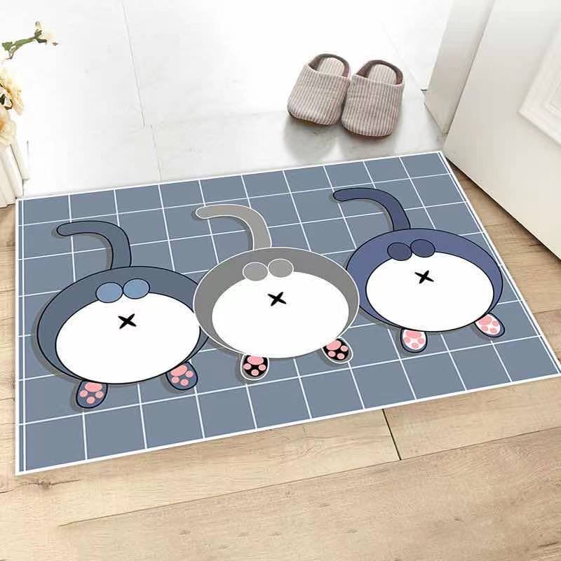Cartoon Printed Mat Door Mat Bedroom Living Room Lobby Thickened Absorbent Non-Slip Mat Carpet Bathroom Mat Customizable