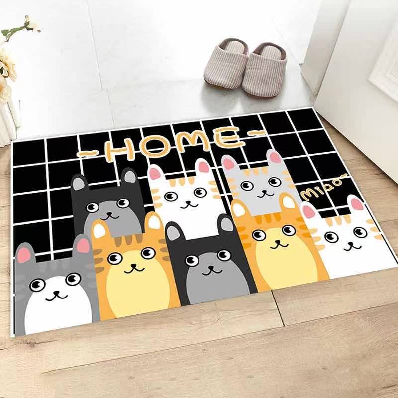 Cartoon Printed Mat Door Mat Bedroom Living Room Lobby Thickened Absorbent Non-Slip Mat Carpet Bathroom Mat Customizable