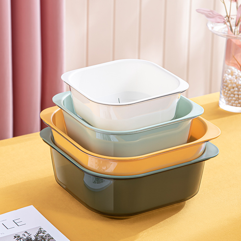 Washing Basin Draining Basket Kitchen Multi-Functional Fruit Plate Double-Layer Vegetable Basket Plastic Vegetable Basket Rectangular Washing Vegetable Basket