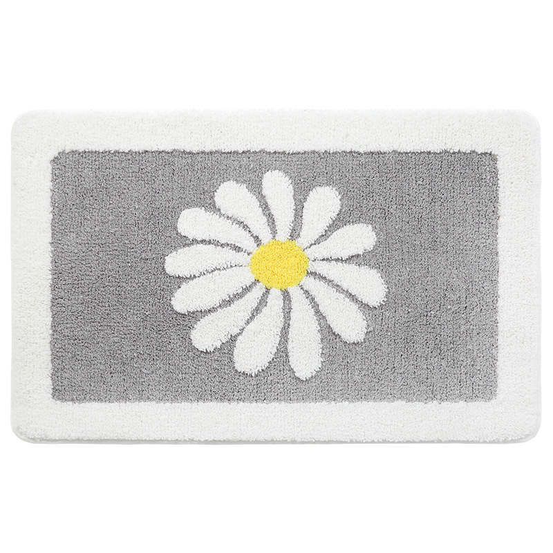Cross-Border Little Daisy Bathroom Absorbent Floor Mat Fresh Bathroom Entrance Floor Mat Toilet Non-Slip Mat Household Carpet