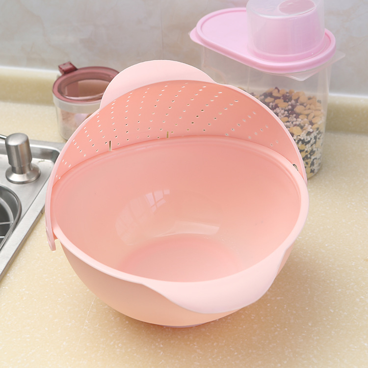 Plastic Kitchen Three-in-One Flip Rice Washing Machine Rice Washing Filter Multi-Functional Kitchen Vegetable Washing Basket Basin Drain Rice Basket