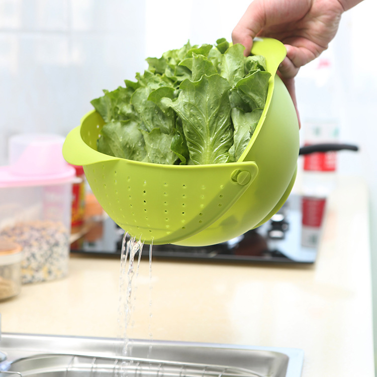 Plastic Kitchen Three-in-One Flip Rice Washing Machine Rice Washing Filter Multi-Functional Kitchen Vegetable Washing Basket Basin Drain Rice Basket