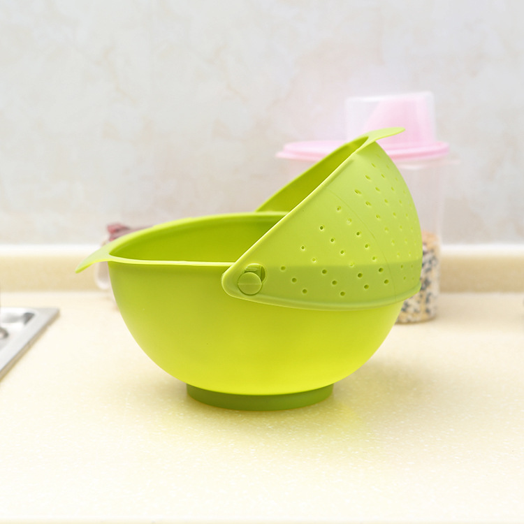 Plastic Kitchen Three-in-One Flip Rice Washing Machine Rice Washing Filter Multi-Functional Kitchen Vegetable Washing Basket Basin Drain Rice Basket