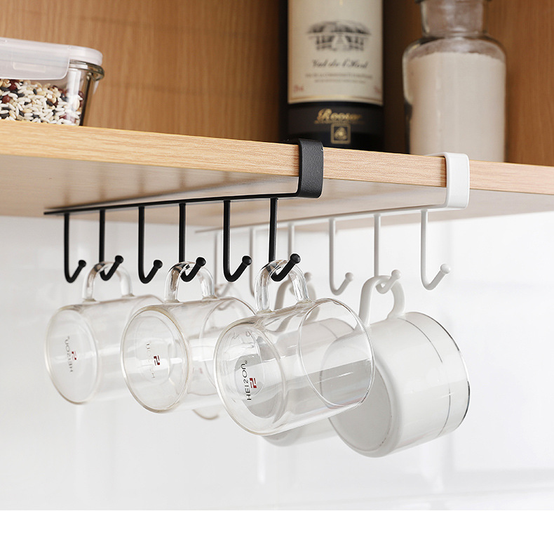 Yibiao Factory Wholesale Cabinet Lower Hook Home Storage Cabinet Wardrobe Iron Punch Free Rack Cup Holder