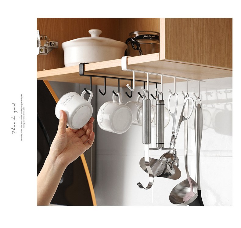 Yibiao Factory Wholesale Cabinet Lower Hook Home Storage Cabinet Wardrobe Iron Punch Free Rack Cup Holder