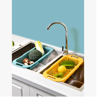 Retractable Washing Basin Kitchen Sink Drainage Basket Dish Rack Rectangular Plastic Domestic Sink Sink Storage Rack