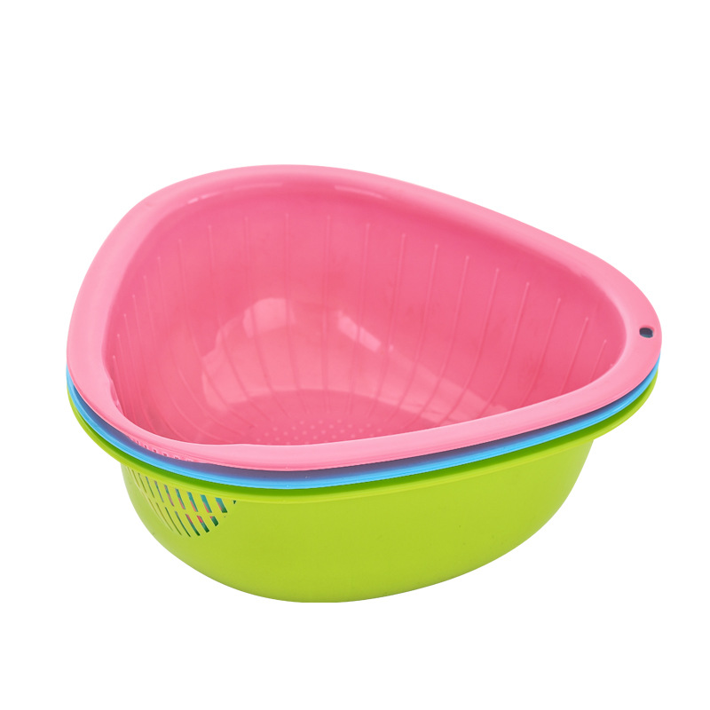Factory Direct Sales Plastic Thickened Rice Washing Machine Drain Washing Basket Kitchen Rice Rinsing Basin Rice Washing Filter Triangle Vegetable Washer Basket