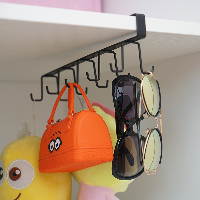 Cross-Border Kitchen Rack Iron Punch-Free Cabinet Storage Hanger Wardrobe Double J Hook Door Rear Rack Factory Wholesale