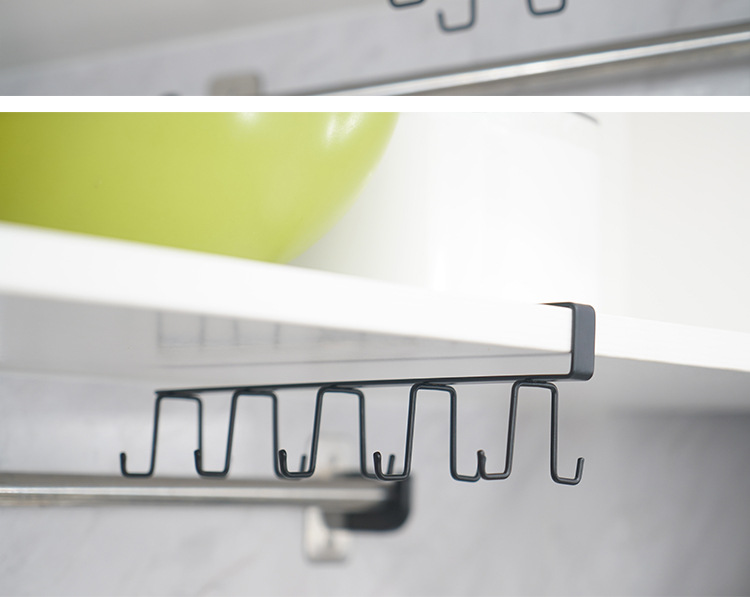Cross-Border Kitchen Rack Iron Punch-Free Cabinet Storage Hanger Wardrobe Double J Hook Door Rear Rack Factory Wholesale