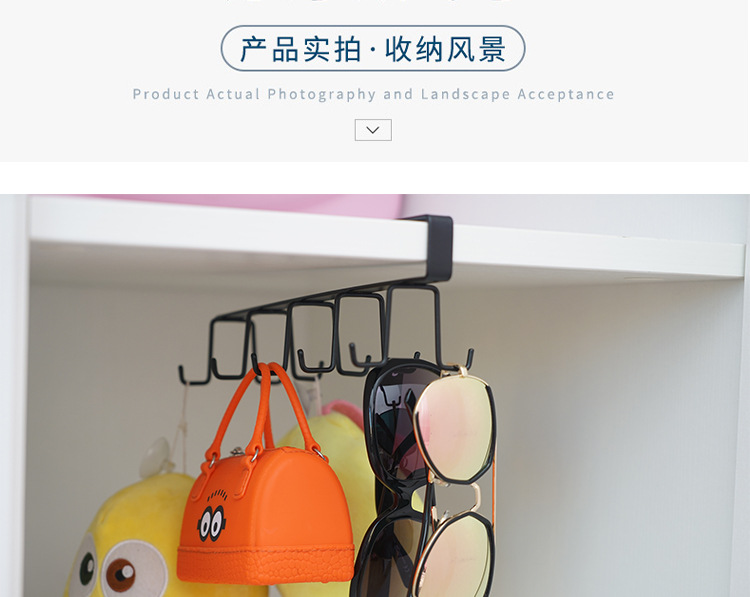 Cross-Border Kitchen Rack Iron Punch-Free Cabinet Storage Hanger Wardrobe Double J Hook Door Rear Rack Factory Wholesale