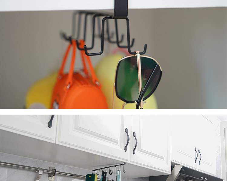 Cross-Border Kitchen Rack Iron Punch-Free Cabinet Storage Hanger Wardrobe Double J Hook Door Rear Rack Factory Wholesale