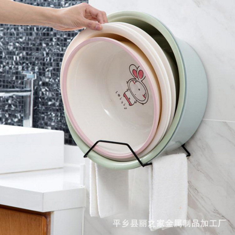 Punch Free Rack Wall Hanging Iron Washstand Bathroom Storage Rack Bathroom Hook Kitchen Sticky Hook Storage Rack