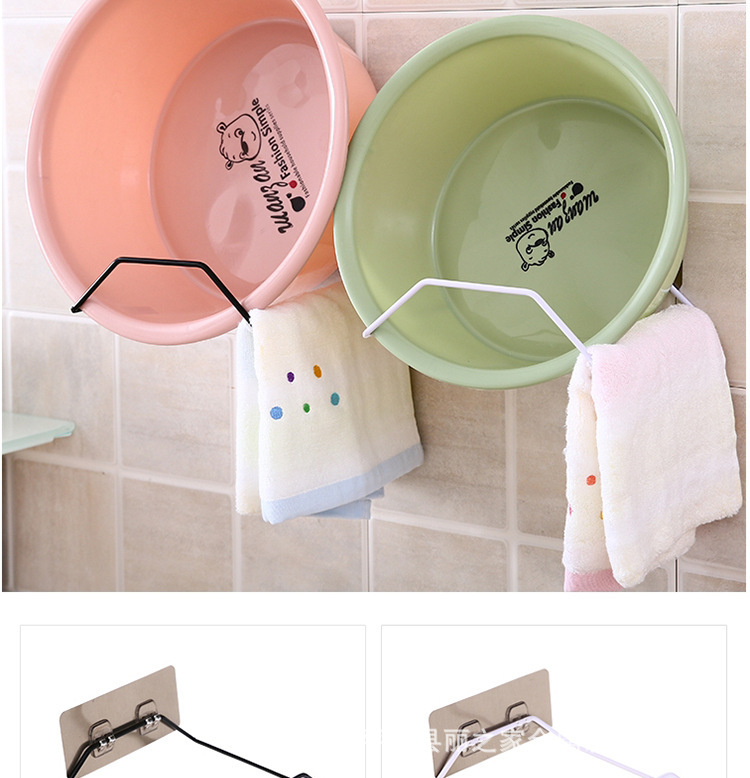 Punch Free Rack Wall Hanging Iron Washstand Bathroom Storage Rack Bathroom Hook Kitchen Sticky Hook Storage Rack