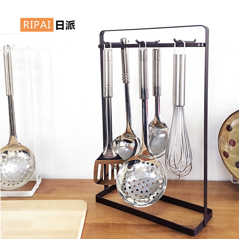 Ri Pai Kitchen Shelves Table Top Iron Kitchenware Sitting Hanger Hook Stove Spatula Spoon Storage Rack
