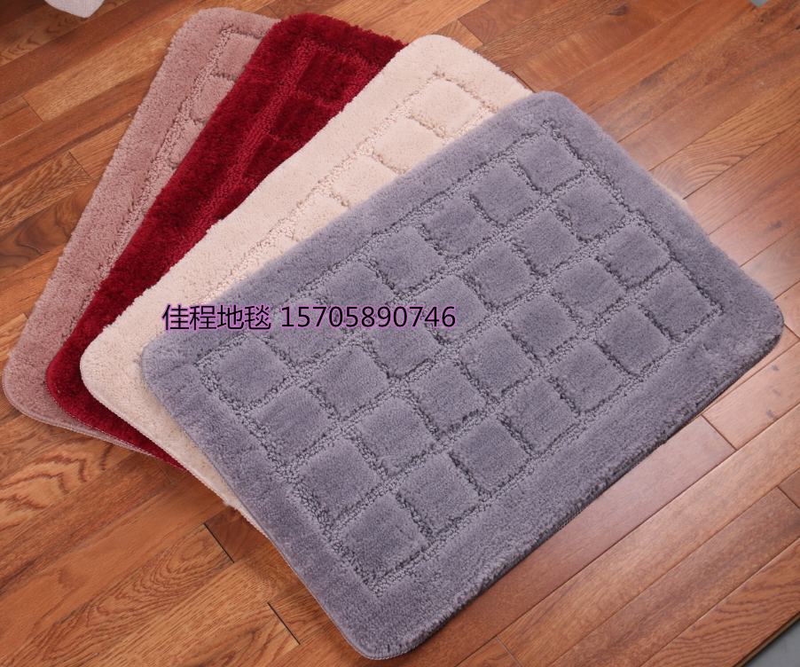 New Yuxue Jiugongge Mat Plain Plaid Non-Slip Mat Foot Mats Doormat Carpet Solid Color Jacquard Microfiber Mat