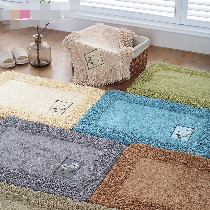 Cotton Chenille Bedroom Mat Door Mat Kitchen Living Room Bathroom Mat Thick Absorbent Non-Slip Mat