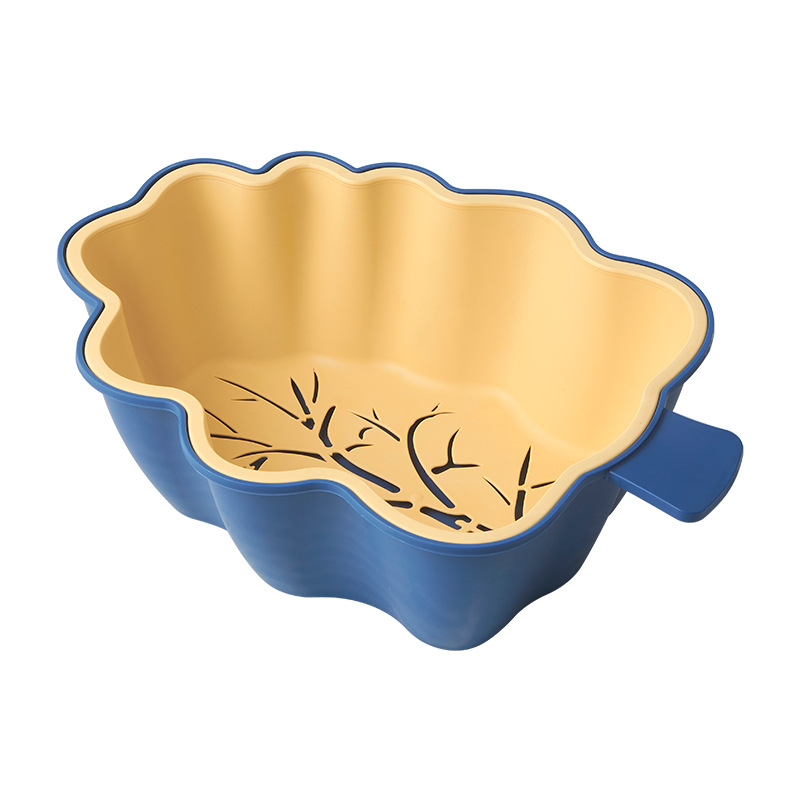 Plastic Household Draining Basin Kitchen Fruit and Vegetable Storage Basket Leaf Shape Two-Color Drain Bowl Basin Fashion Double-Layer Drain Basket