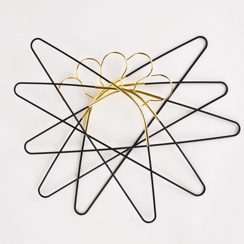 Black Gold Iron Plating Metal Hanger Light Luxury Clothes Hanger Widened Non-Slip Clothing Hanger Clothes Hook Display Drying Rack