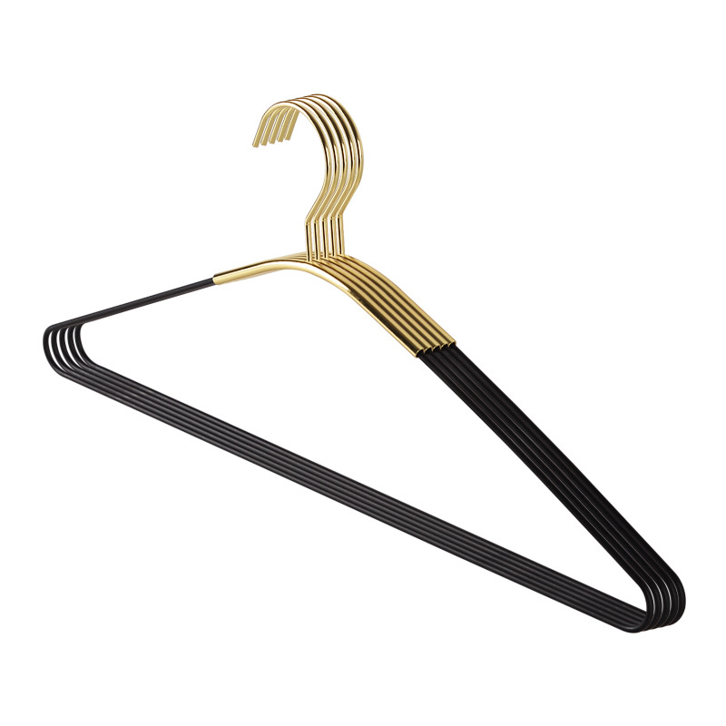 Black Gold Iron Plating Metal Hanger Light Luxury Clothes Hanger Widened Non-Slip Clothing Hanger Clothes Hook Display Drying Rack