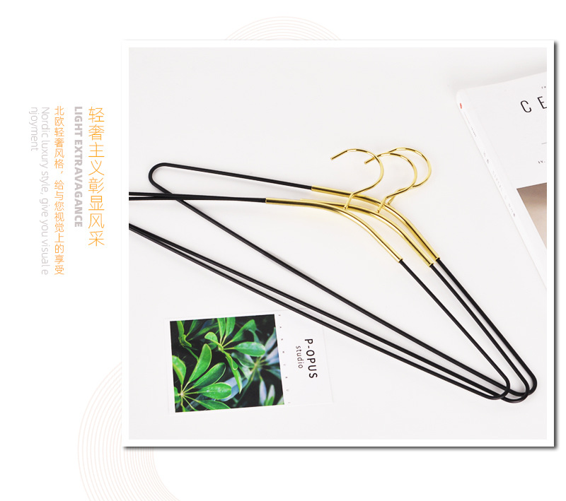 Black Gold Iron Plating Metal Hanger Light Luxury Clothes Hanger Widened Non-Slip Clothing Hanger Clothes Hook Display Drying Rack