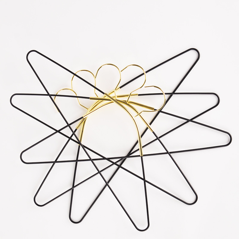 Black Gold Iron Plating Metal Hanger Light Luxury Clothes Hanger Widened Non-Slip Clothing Hanger Clothes Hook Display Drying Rack