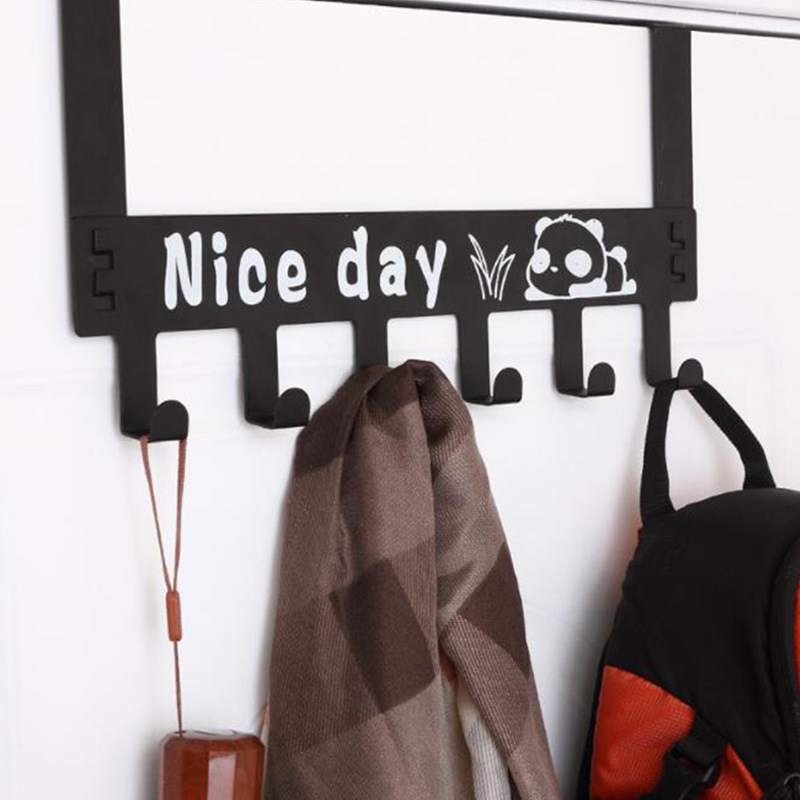 Simple Wrought Iron Creative Household Door Hook Kitchen Metal Seamless Punch-Free Storage Rack Strong Load-Bearing