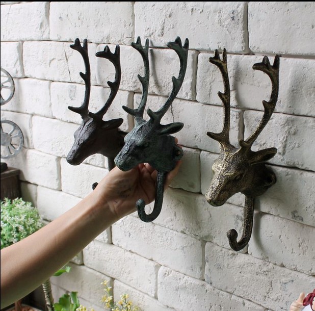 Jixiang Deer Head European Style Retro Iron Art Deer Head Decorative Hook Hat-and-Coat Hook Shop Bar Jixiang Deer Head European Style Retro Iron Art Deer Head Decorative Hook Hat-and-Coat Hook Shop Bar