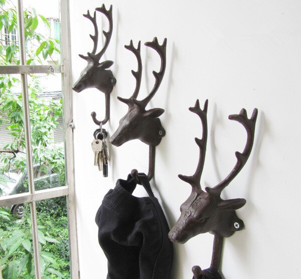 Jixiang Deer Head European Style Retro Iron Art Deer Head Decorative Hook Hat-and-Coat Hook Shop Bar Jixiang Deer Head European Style Retro Iron Art Deer Head Decorative Hook Hat-and-Coat Hook Shop Bar