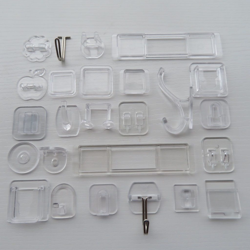 Transparent Seamless Hook Accessories Plum Blossom Apple Overall Hook U-Shaped Buckle Iron Wire Card Hook Plastic Factory Wholesale