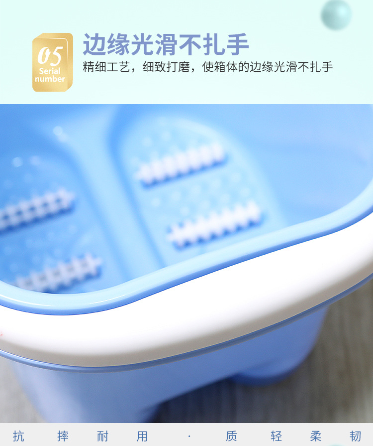 Factory Direct Sales Portable Plastic Six-Wheel Massage Foot Bath Barrel Thickened Roller Feet-Washing Basin Household Feet Bathing Tub