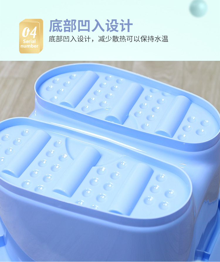 Factory Direct Sales Portable Plastic Six-Wheel Massage Foot Bath Barrel Thickened Roller Feet-Washing Basin Household Feet Bathing Tub