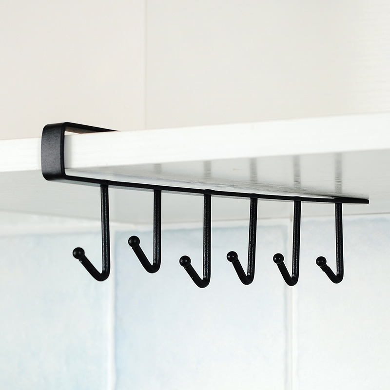 Iron Cabinet Seamless Hook Six-Piece Storage Rack More than Row Hook Wardrobe Kitchen Punch-Free Seamless Hook