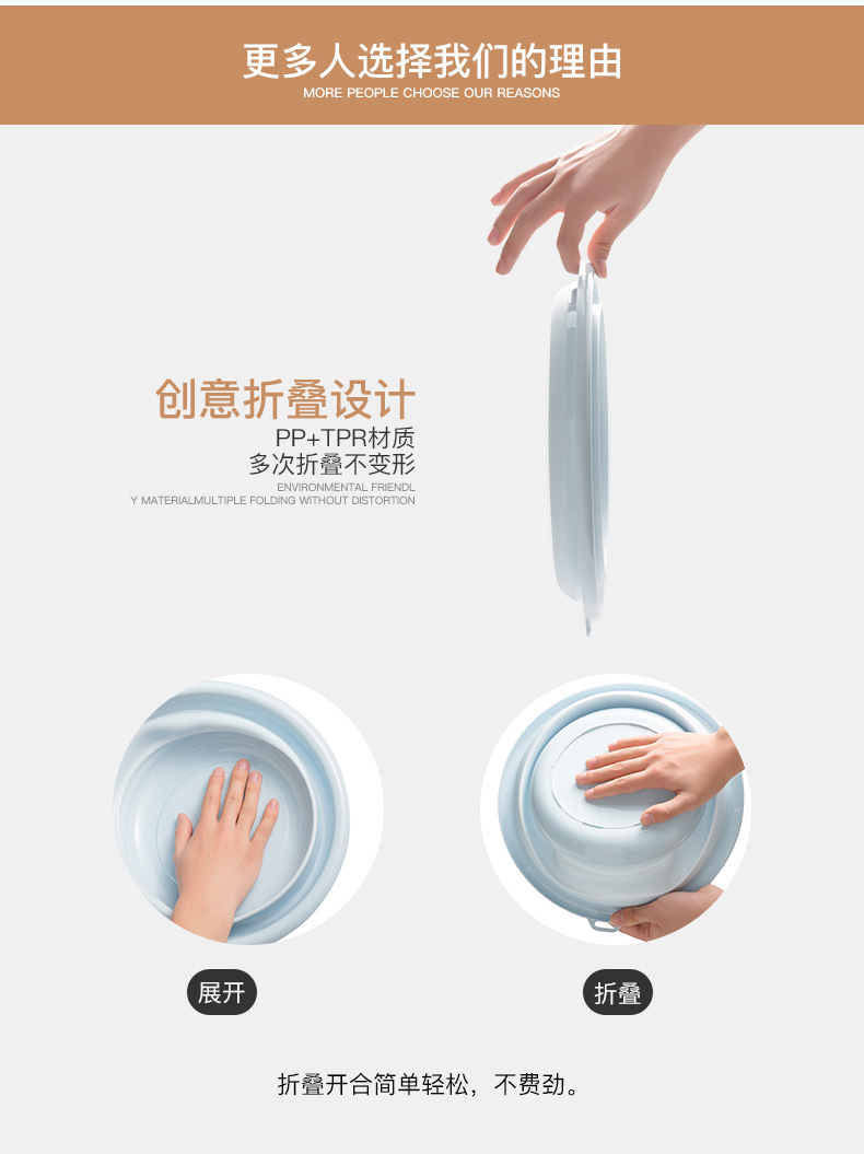 Folding Basin Portable Household Travel Flexible Foldable Washbasin Thick Washbasin Plastic Large