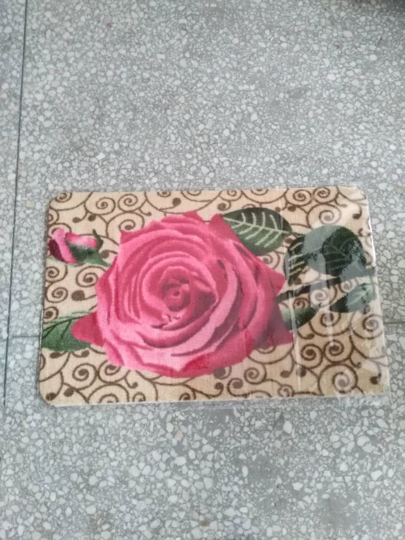 Classic Door Mat Ziwei Loop Velvet Sheet Three Flowers 58*38 Stone Leopard Figure Non-Slip Mat Home Door Mat