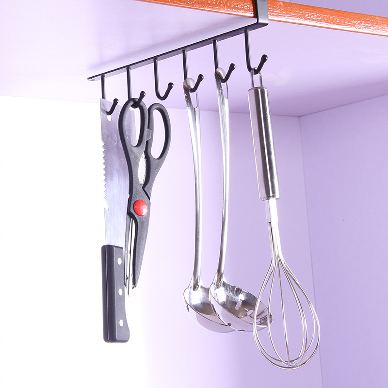 Cabinet Hook Kitchen Six-Piece Nail-Free Storage Rack Creative Metal Iron Art Kitchen Utensils Basket