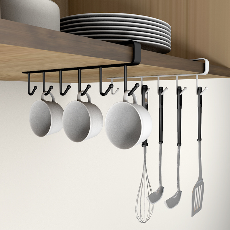 Cabinet Hook Kitchen Six-Piece Nail-Free Storage Rack Creative Metal Iron Art Kitchen Utensils Basket