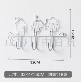 Nordic style simple iron art key hook shelf creative door wall surface wall coat hat hook decorations