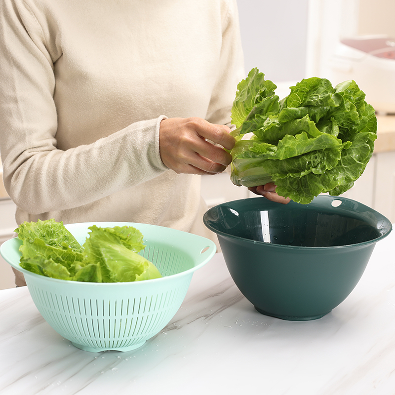 Double-Layer Plastic Drain Basket Washing Basin Washing Vegetable Basket Kitchen Household Living Room Fruit Basket Washing Fruit Vegetable Basket Fruit Plate