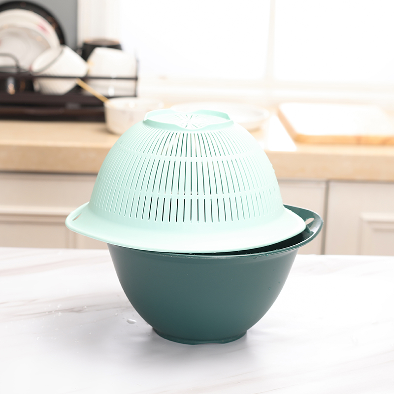 Double-Layer Plastic Drain Basket Washing Basin Washing Vegetable Basket Kitchen Household Living Room Fruit Basket Washing Fruit Vegetable Basket Fruit Plate