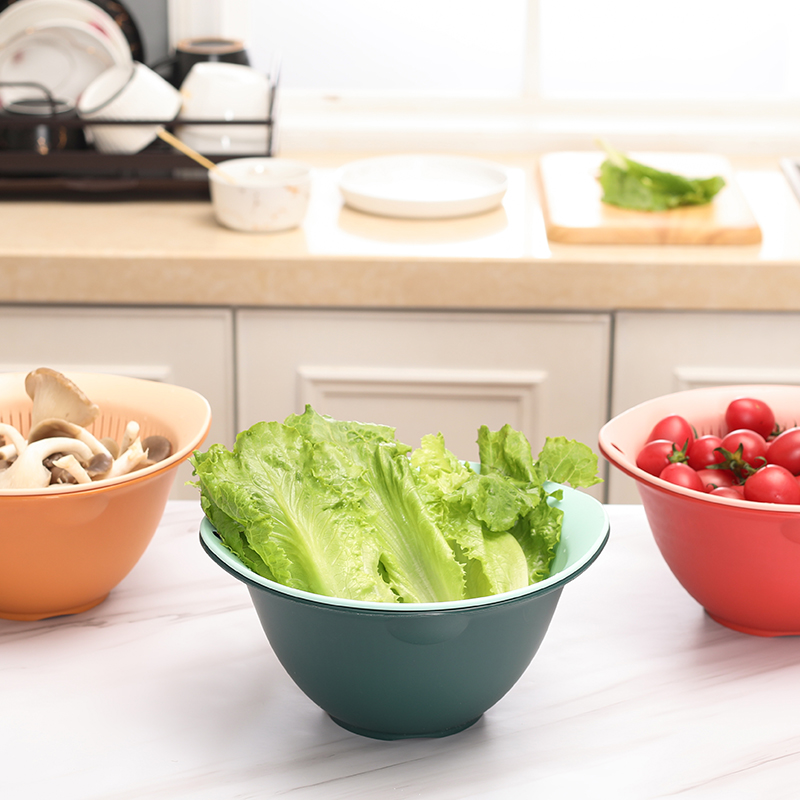Double-Layer Plastic Drain Basket Washing Basin Washing Vegetable Basket Kitchen Household Living Room Fruit Basket Washing Fruit Vegetable Basket Fruit Plate