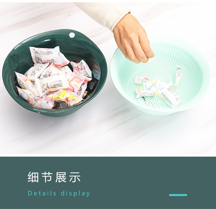 Double-Layer Plastic Drain Basket Washing Basin Washing Vegetable Basket Kitchen Household Living Room Fruit Basket Washing Fruit Vegetable Basket Fruit Plate